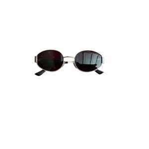 Livho Oval Retro Sunglasses UV400 Metal Frame Burgundy Gold With Box & Pouch